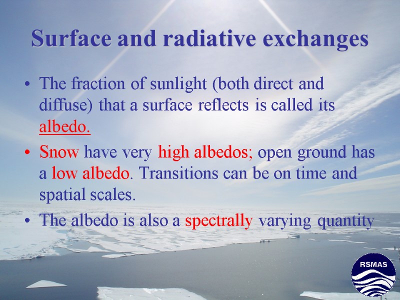 Surface and radiative exchanges The fraction of sunlight (both direct and diffuse) that a